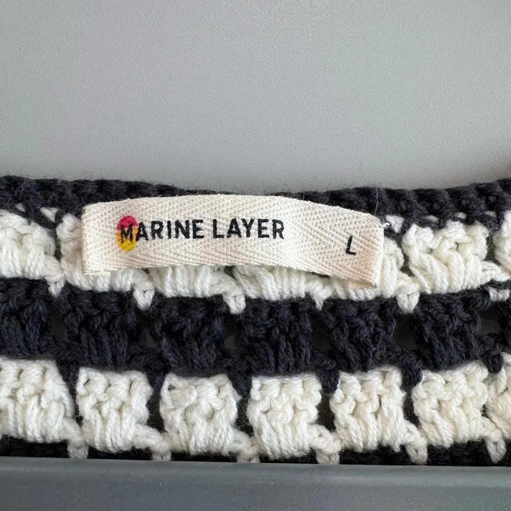Marine Layer Black & White Crochet Sleeveless Sweater Vest - Picture 2 of 3